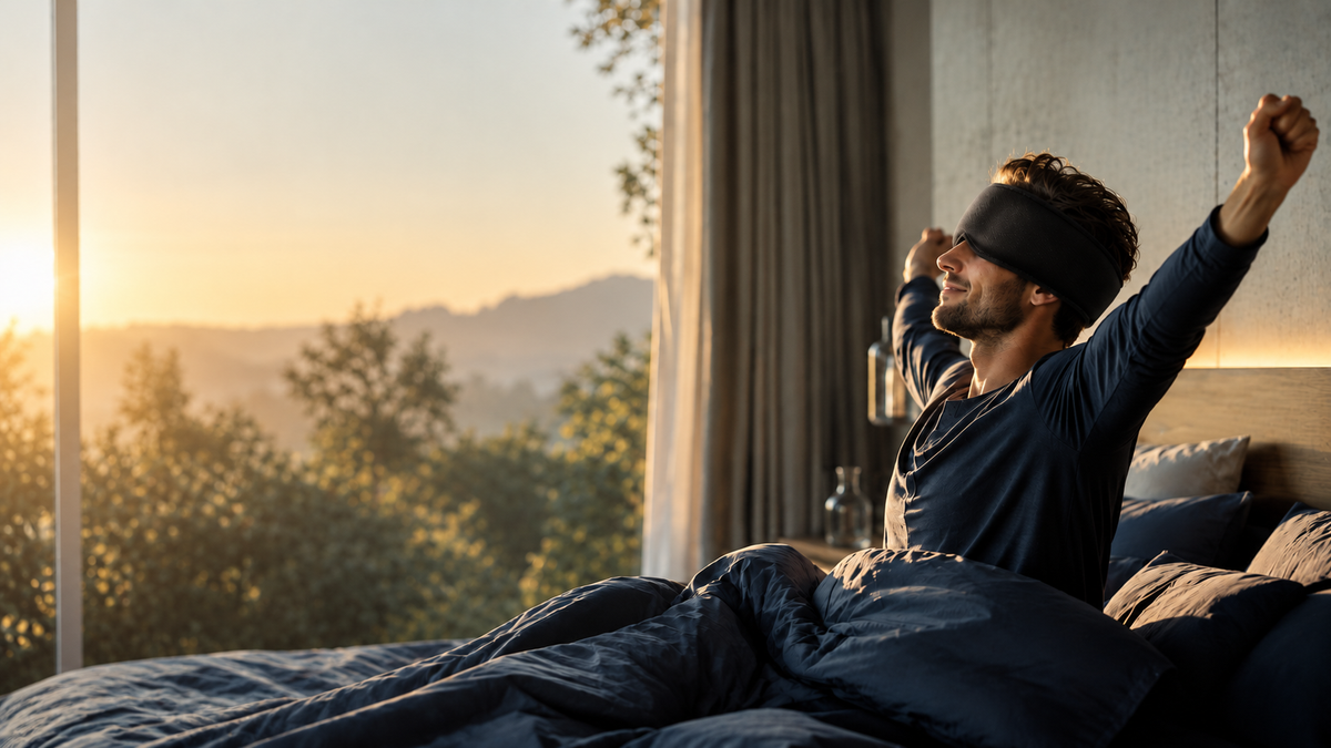 Hypnuse smart app alarm screen showing a gentle wake-up window with soft green light